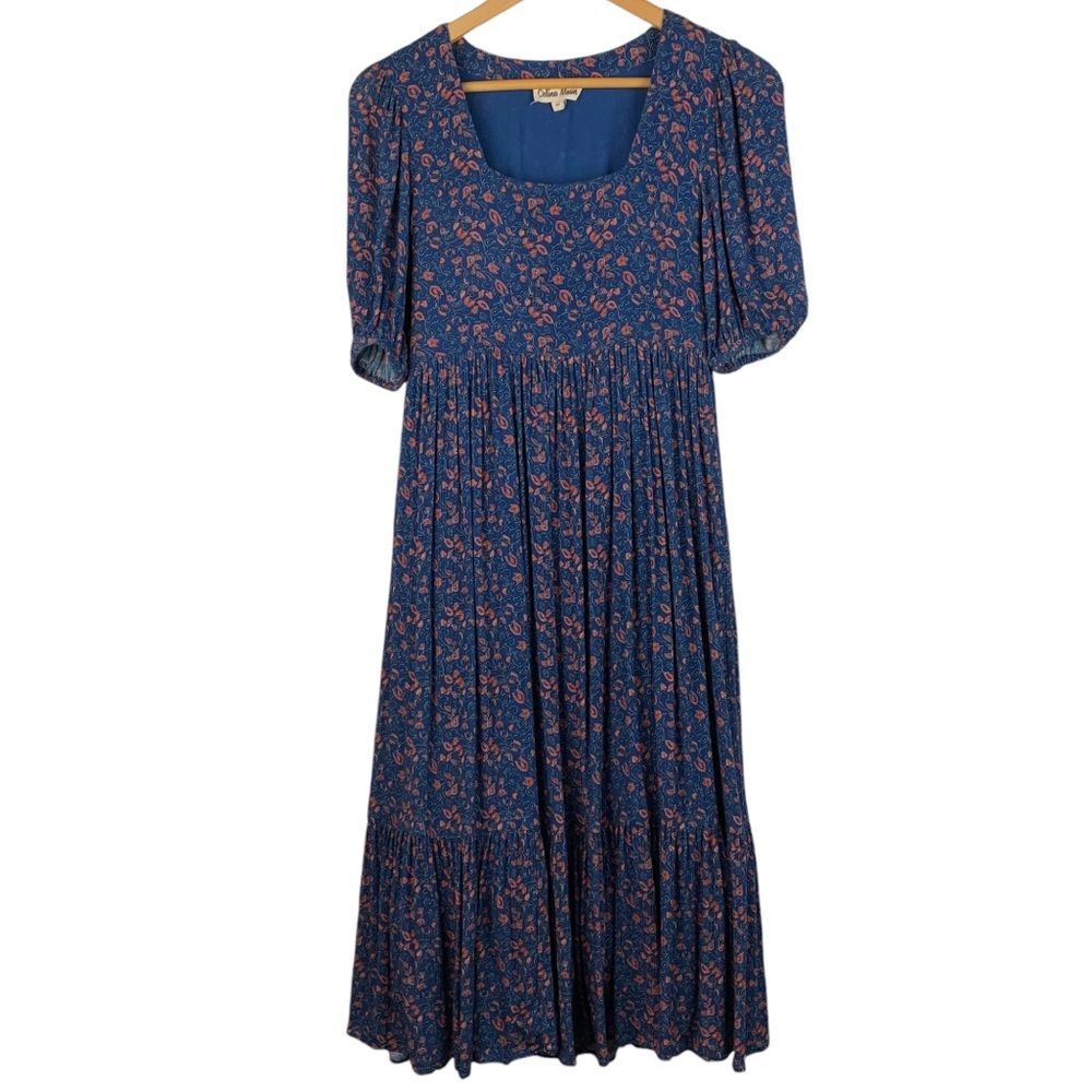 Celina Moon women’s 100% viscose floral print tiered midi dress size xs boho